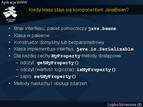 Kiedy klasa staje się komponentem JavaBean?
