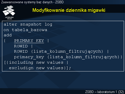 Modyfikowanie dziennika migawki