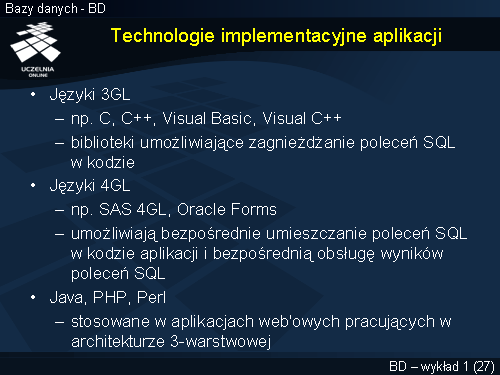 Technologie implementacyjne aplikacji