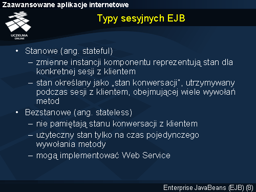 Typy sesyjnych EJB
