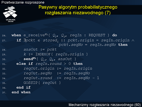 Pasywny algorytm probabilistycznego rozgłaszania niezawodnego (7)