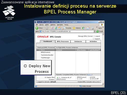 Instalowanie definicji procesu na serwerze BPEL Process Manager(1)