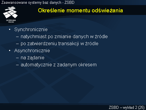 Określenie momentu odświeżania