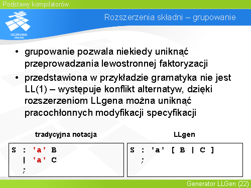 Rozszerzenia składni – grupowanie(1)