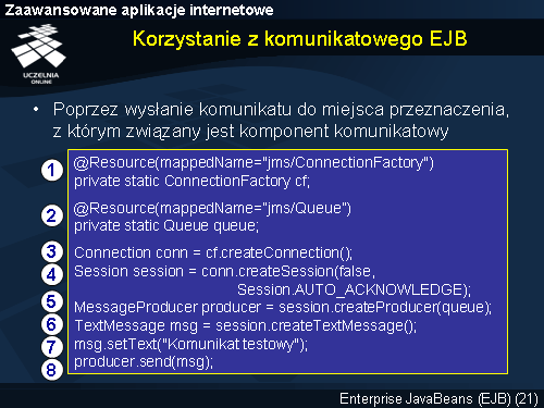 Korzystanie z komunikatowego EJB