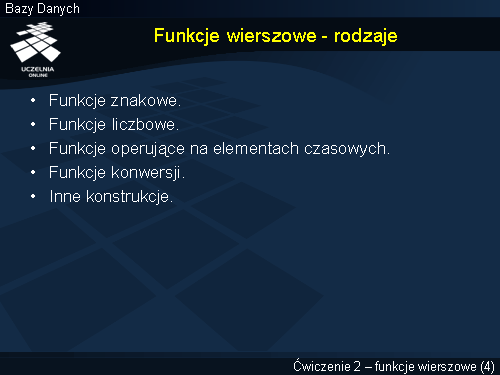 Funkcje wierszowe - rodzaje