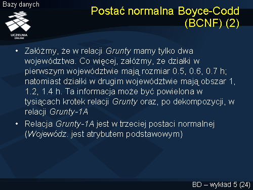 Postać normalna Boyce-Codd (BCNF) (2)