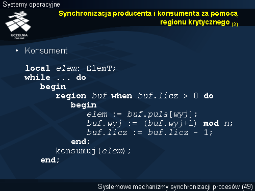Synchronizacja producenta i konsumenta za pomocą regionu krytycznego (3)
