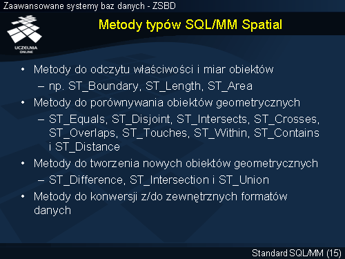 Metody typów SQL/MM Spatial