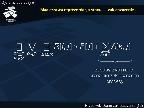 Macierzowa reprezentacja stanu — zakleszczenie