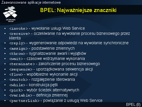 BPEL: Najważniejsze znaczniki