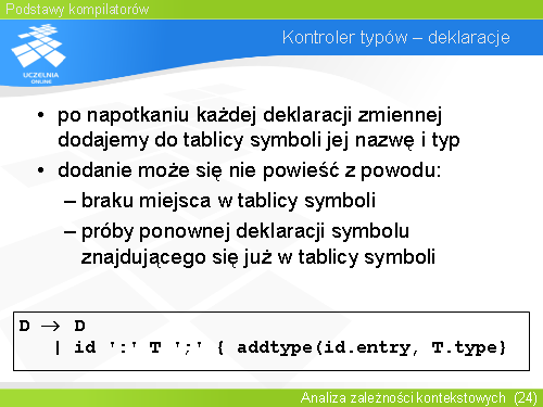 Kontroler typów – deklaracje
