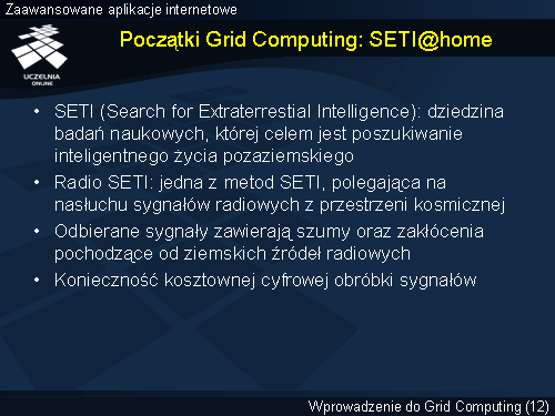 Początki Grid Computing: SETI@home