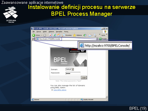 Instalowanie definicji procesu na serwerze BPEL Process Manager