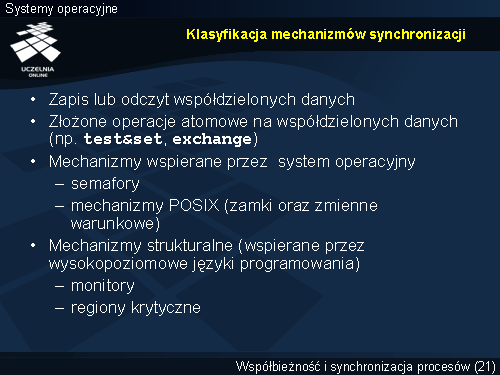 Klasyfikacja mechanizmów synchronizacji