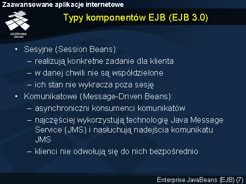Typy komponentów EJB (EJB 3.0)