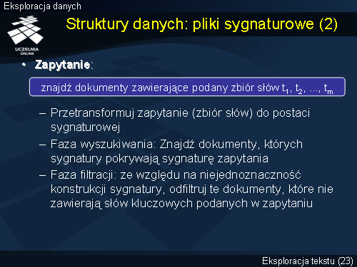 Struktury danych: pliki sygnaturowe (2)