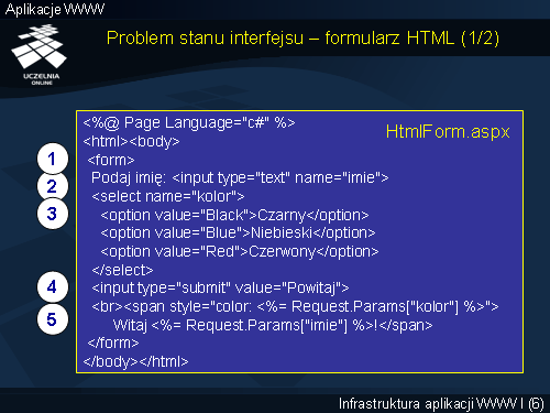 Problem stanu interfejsu – formularz HTML (1/2)