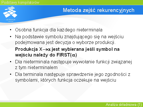 Metoda zejść rekurencyjnych