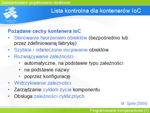 Lista kontrolna dla kontenerów IoC
