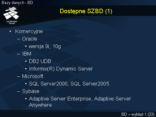 Dostępne SZBD (1)