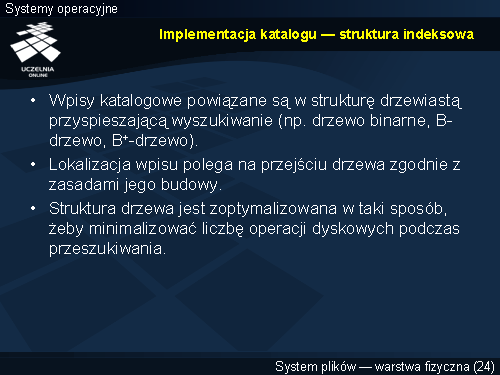 Implementacja katalogu — struktura indeksowa