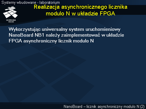 Realizacja asynchronicznego licznika modulo N w układzie FPGA