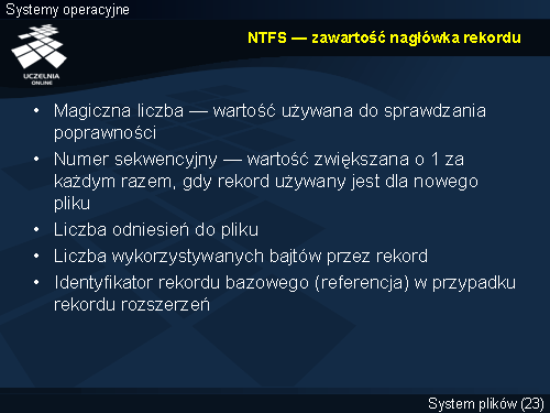 NTFS — zawartość nagłówka rekordu