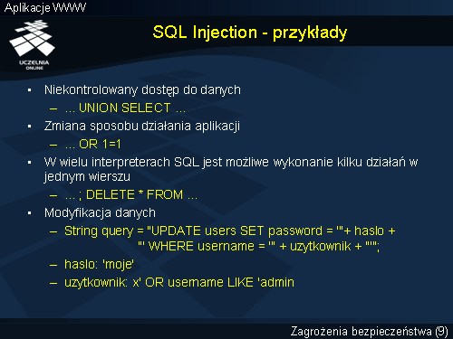 SQL Injection - przykłady