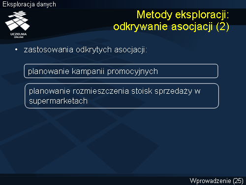 Metody eksploracji: odkrywanie asocjacji (2)