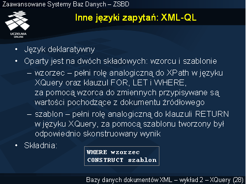 Inne języki zapytań: XML-QL