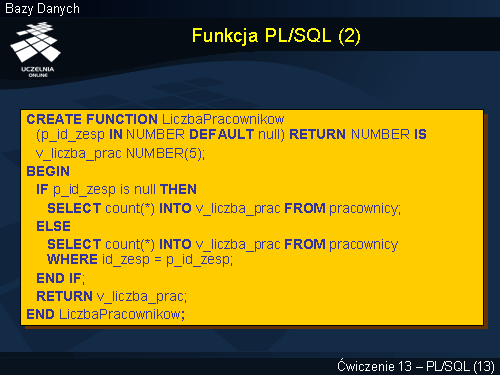 Funkcja PL/SQL (2)