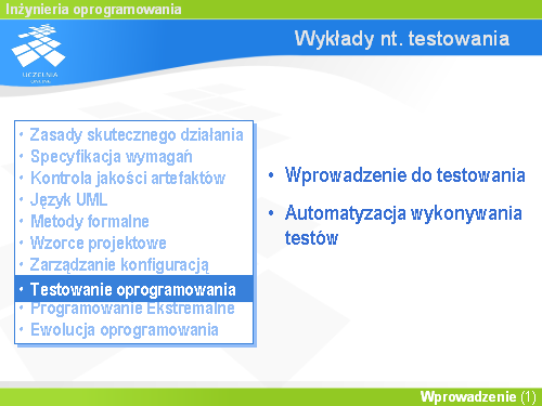 Wykłady nt. testowania
