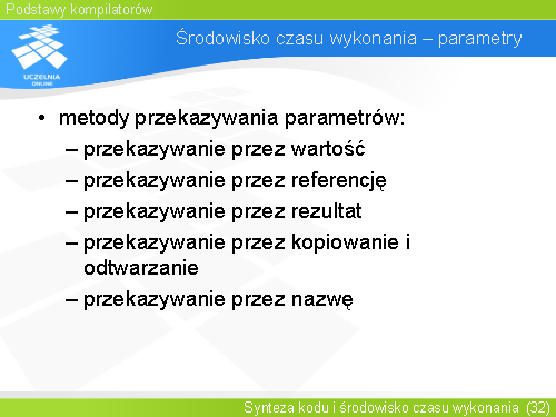 Środowisko czasu wykonania – parametry(1)