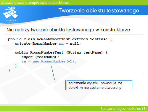 Tworzenie obiektu testowanego