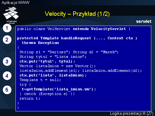 Velocity – Przykład (1/2)