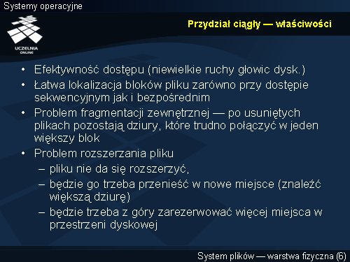 Przydział ciągły — właściwości