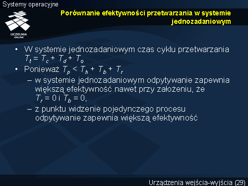 Porównanie efektywności przetwarzania w systemie jednozadaniowym