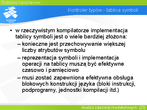 Kontroler typów - tablica symboli(1)