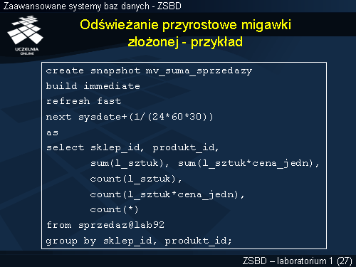 Odświeżanie przyrostowe migawki złożonej - przykład