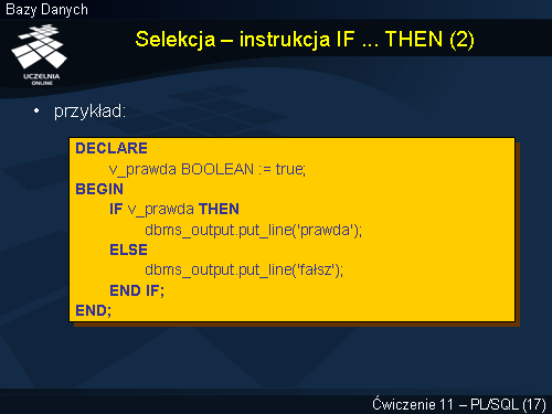 Selekcja – instrukcja IF ... THEN (2)