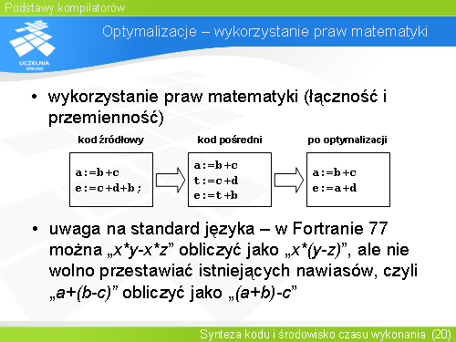 Optymalizacje – wykorzystanie praw matematyki
