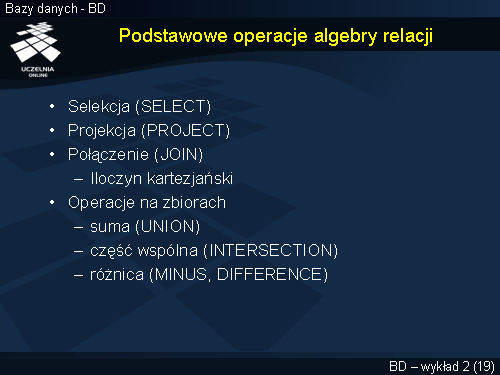 Podstawowe operacje algebry relacji