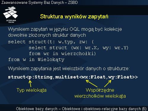 Struktura wyników zapytań