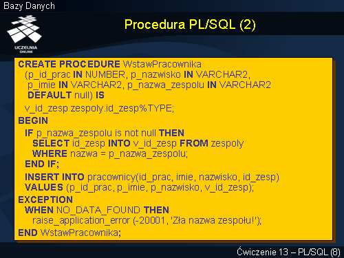 Procedura PL/SQL (2)