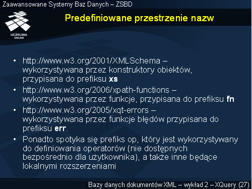 Predefiniowane przestrzenie nazw