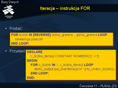 Iteracja – instrukcja FOR