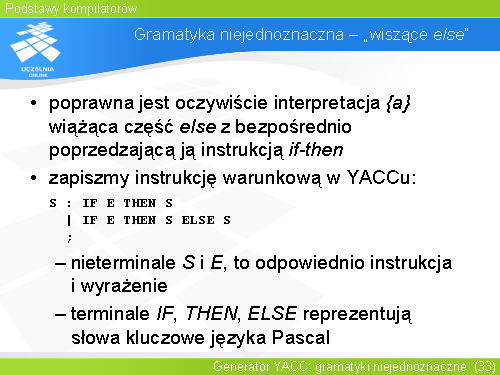 Gramatyka niejednoznaczna – „wiszące else”(2)