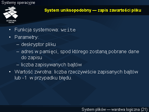 System uniksopodobny — zapis zawartości pliku