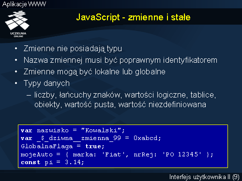 JavaScript - zmienne i stałe